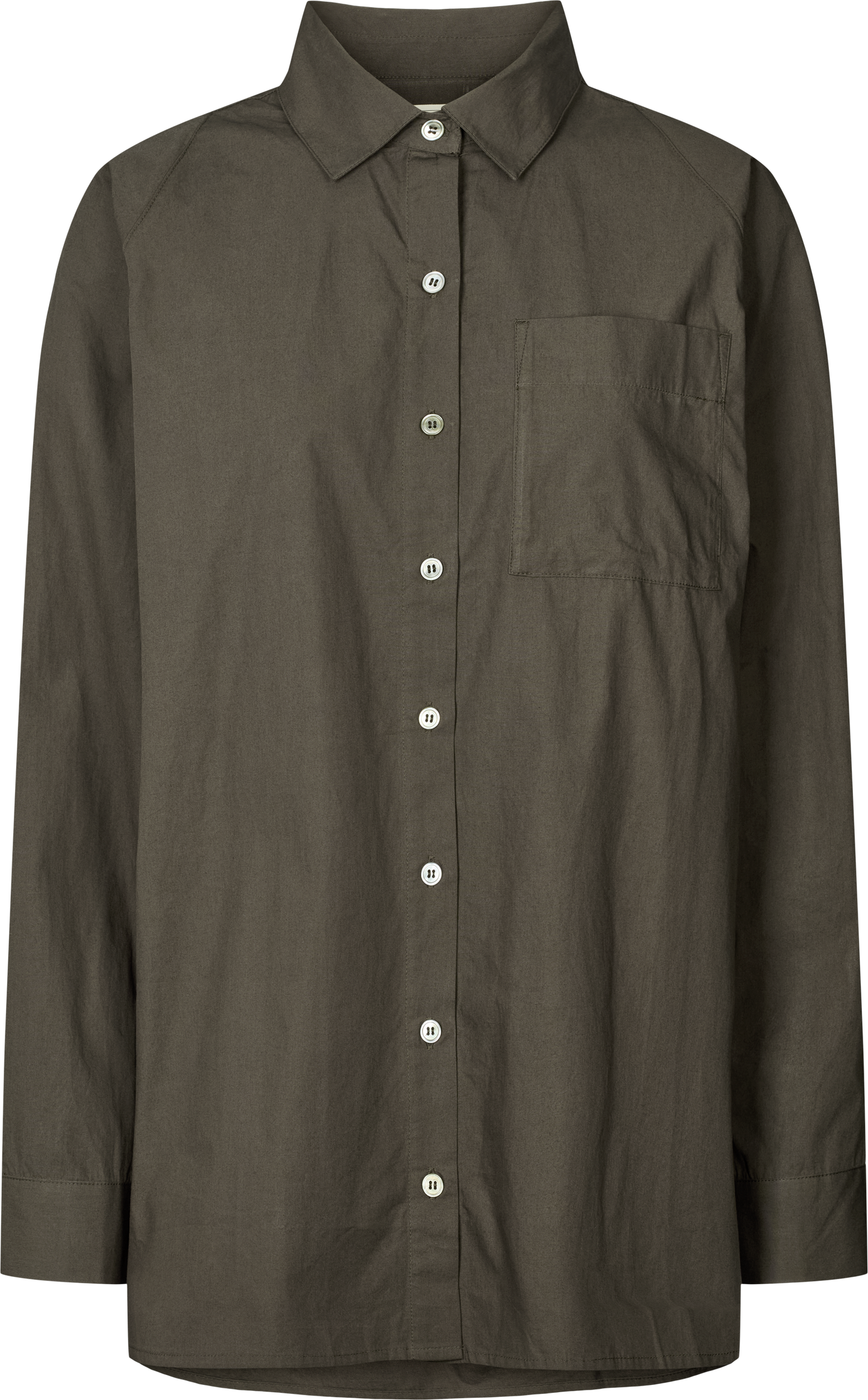 Camicia lunga in popeline con manica raglan