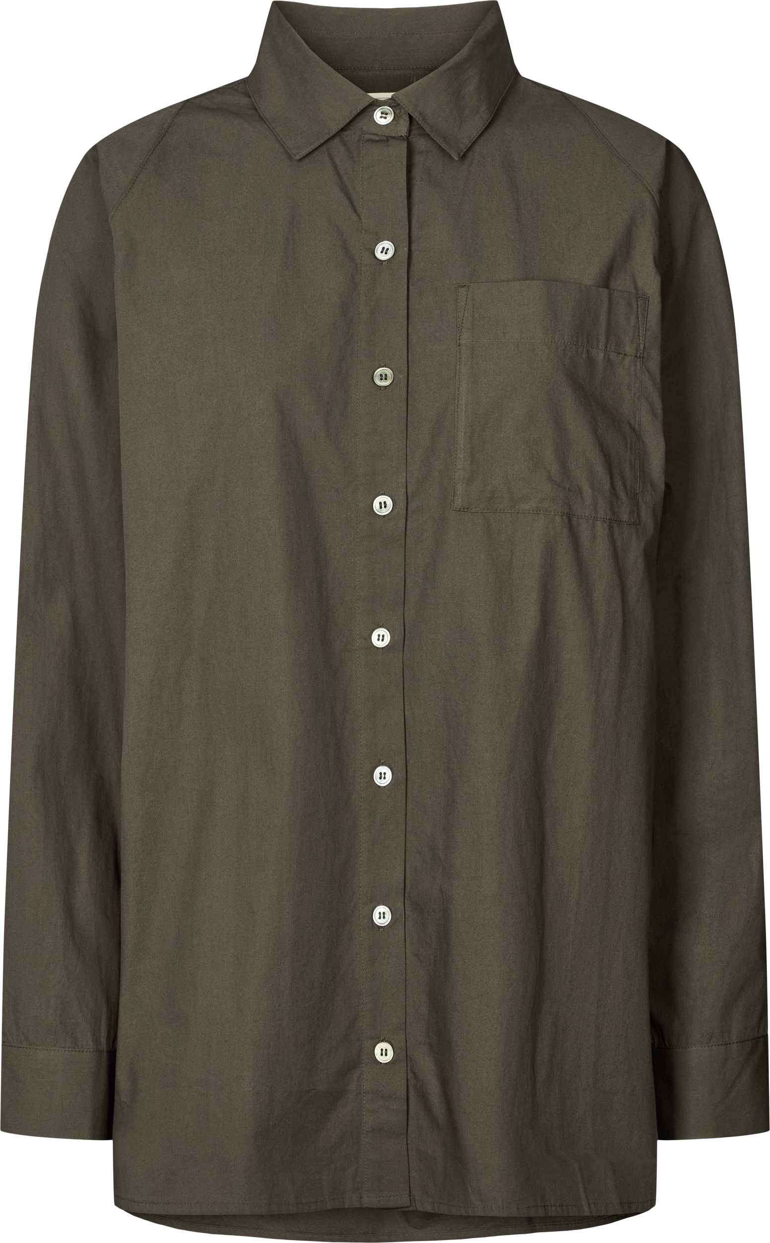 Camicia lunga in popeline con manica raglan