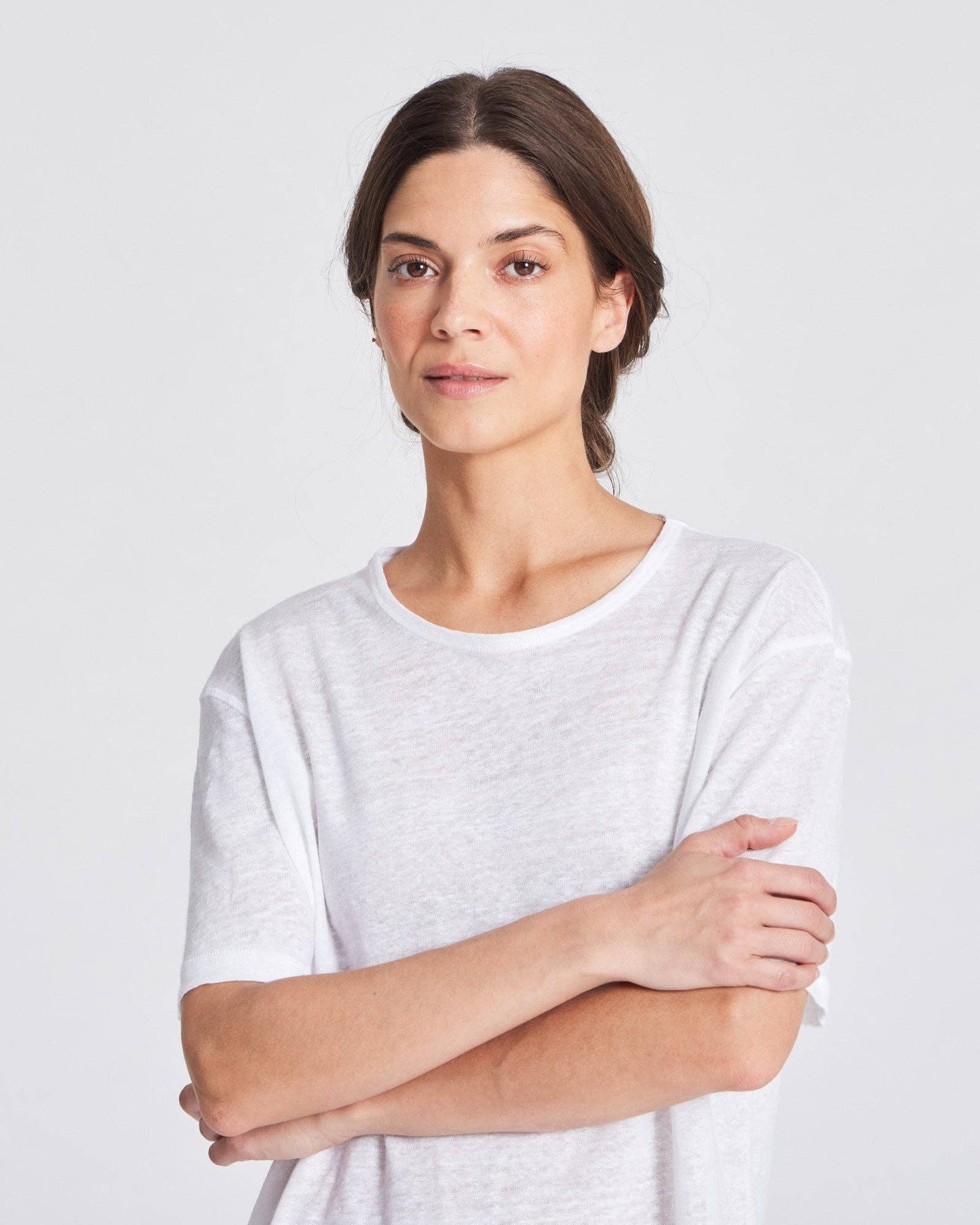 T-shirt Nynne in lino bianca