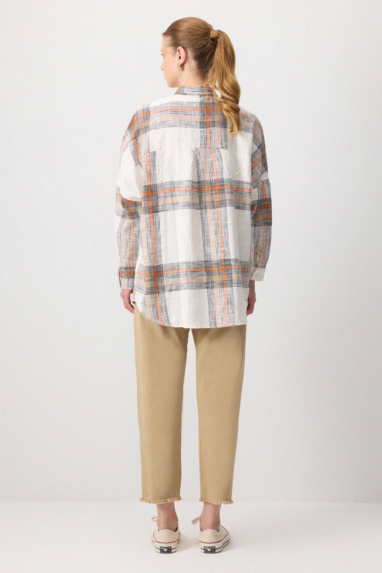 Camicia oversize a quadri in cotone