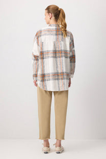 Camicia oversize a quadri in cotone