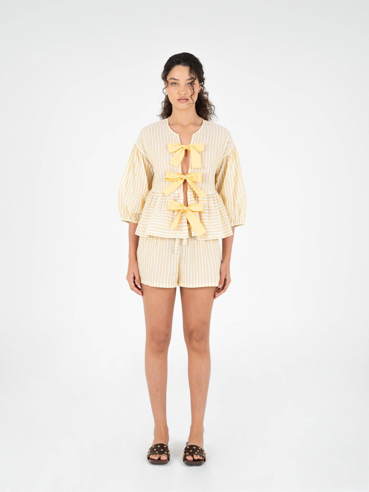 Pantaloncini Spirit a righe gialle in cotone