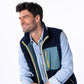 Gilet sherpa unisex con zip bicolor blu navy e verde