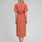 Abito midi Melile terracotta con scollo a V