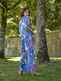 Tuta jumpsuit a fantasia multicolor in maglia fredda