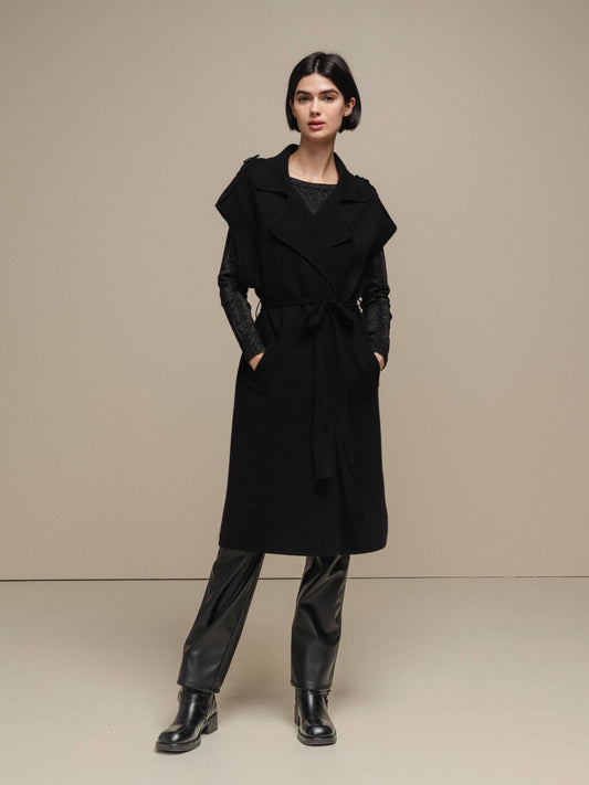 Gilet cappotto lungo smanicato da donna