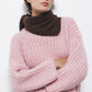 Maglione a trecce con collo alto rosa