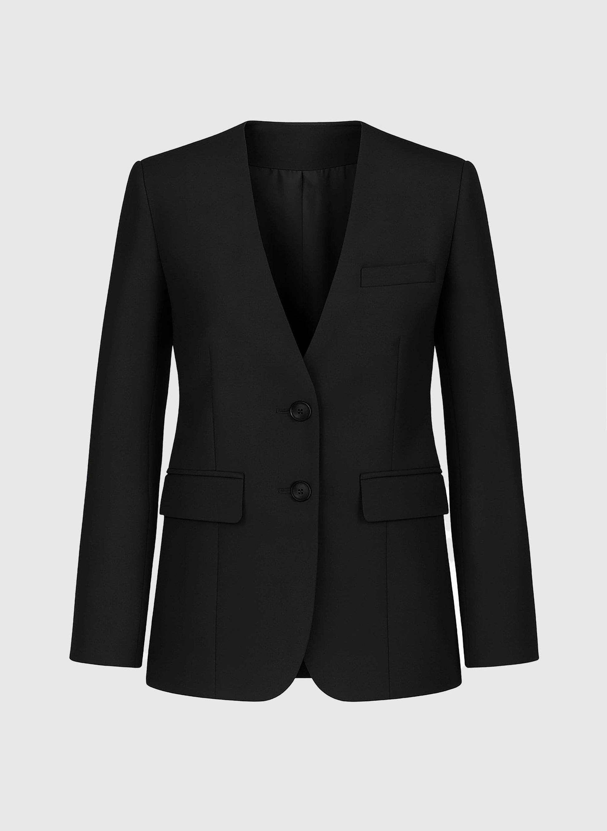 Blazer nero aderente con scollo a V