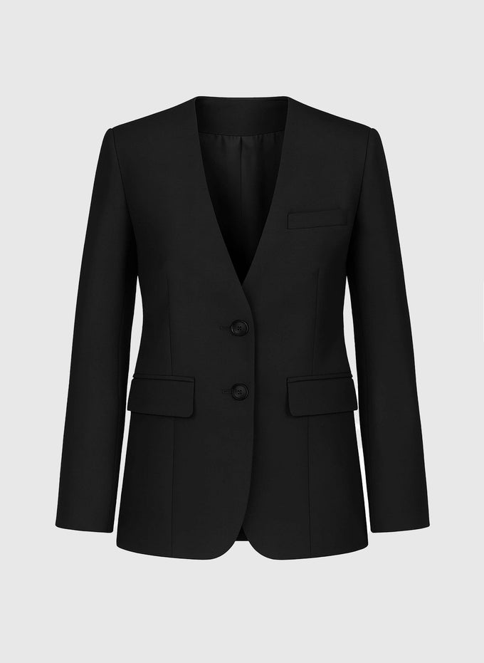 Blazer nero aderente con scollo a V