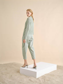 Cardigan traforato in cotone con colletto e bottoni