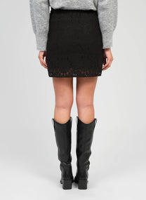 Gonna mini Romie in pizzo nero con ricami gioiello