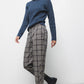 Pantaloni slim Principe di Galles con bottoni laterali