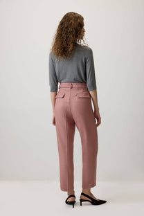 Pantaloni rosa a righe con pieghe