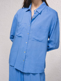 Tunica in misto lino azzurra