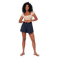 Short estivi boho in cotone e lino blu navy