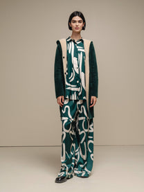 Cappotto cardigan in maglia con cappuccio verde