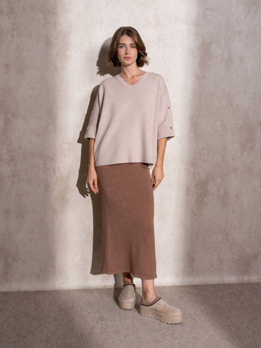 Maglia ampia in maglia con bottoni sulle maniche