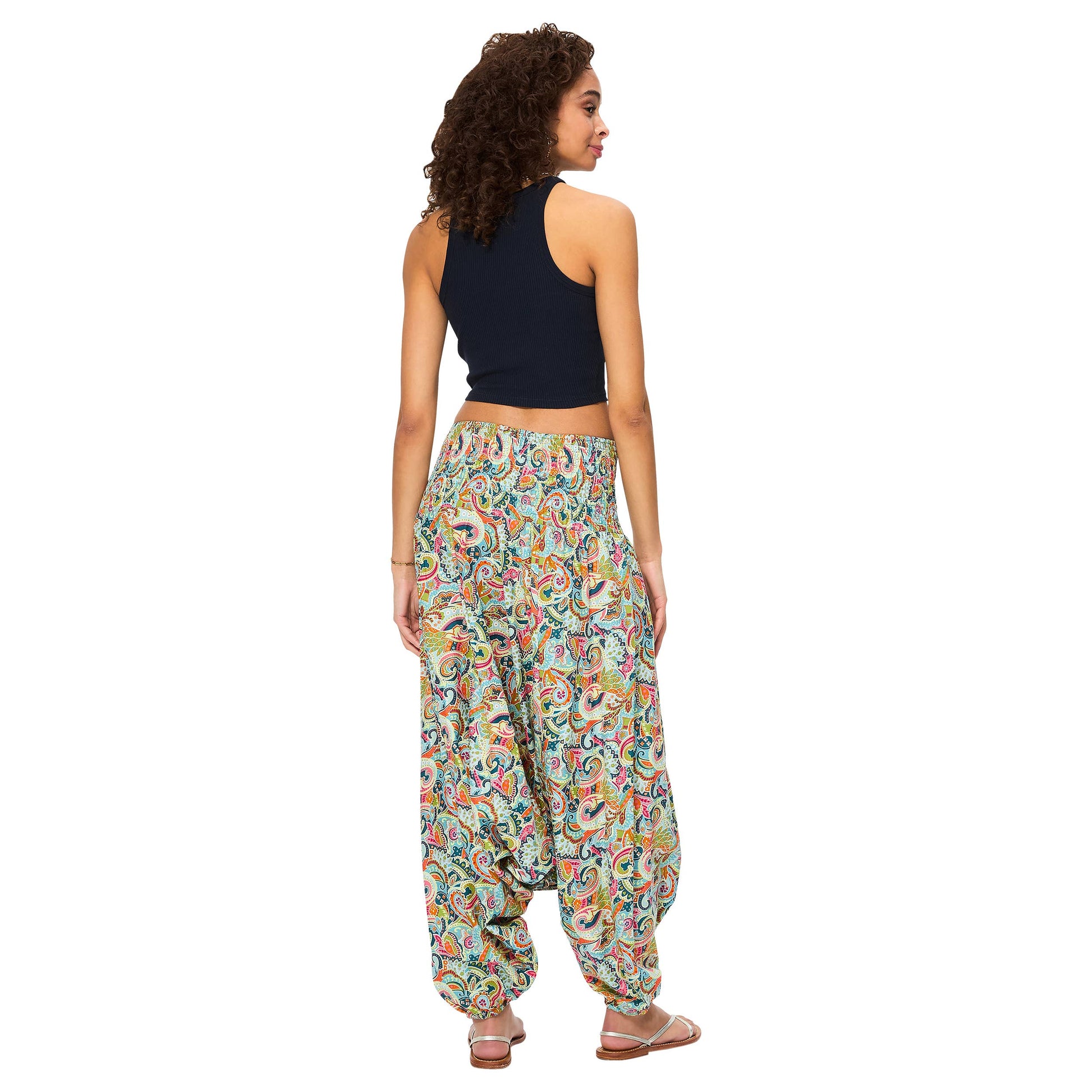 Pantaloni estivi boho in cotone con stampa paisley