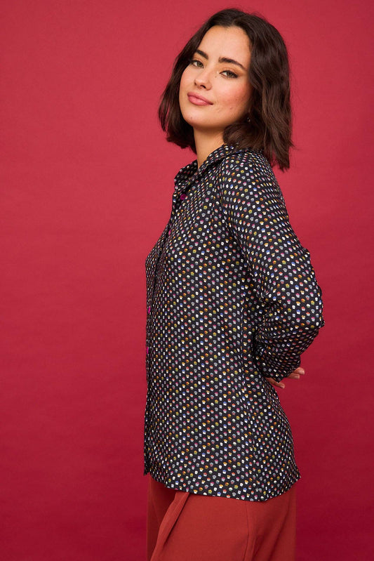 Camicia Donna Nera con Stampa Cupcake