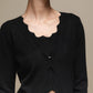 Cardigan donna in maglia con scollo a V e bordo ondulato