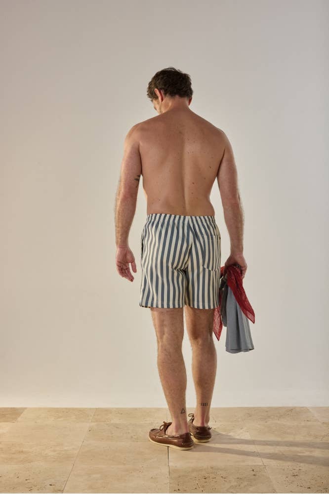 Costume da bagno uomo a righe blu cobalto
