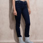 Jeans donna vita alta a gamba dritta in denim stretch