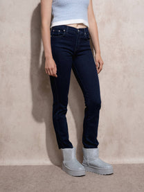 Jeans donna vita alta a gamba dritta in denim stretch