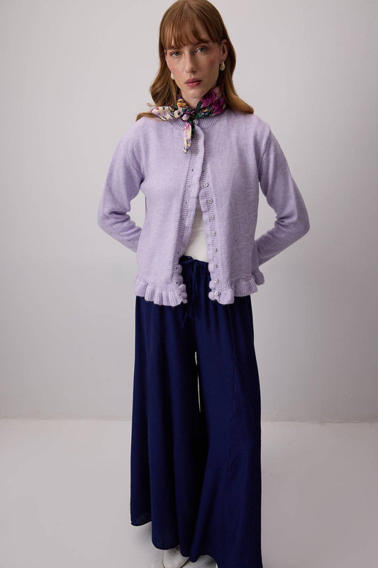 Pantaloni gonna palazzo a gamba larga con vita elasticizzata