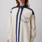 Camicia a contrasto in misto lino