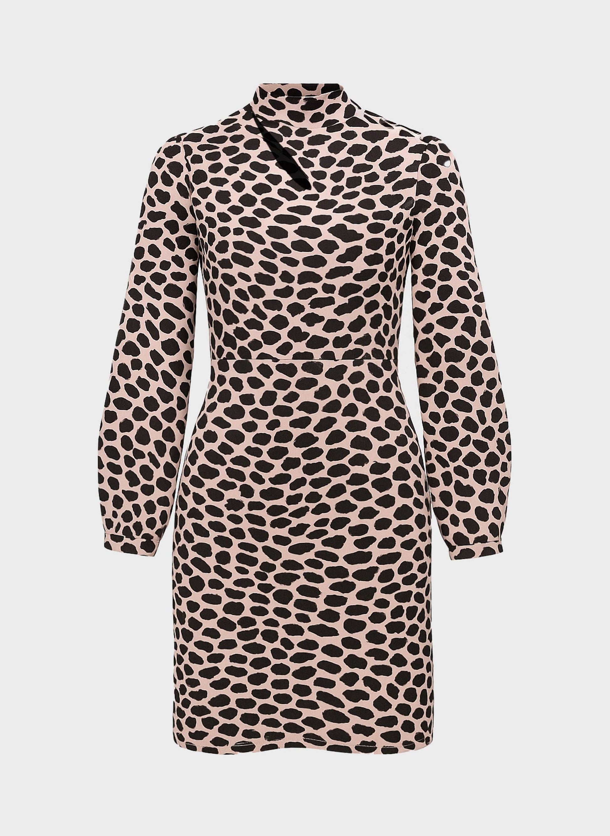 Abito corto Maluka con stampa animalier beige