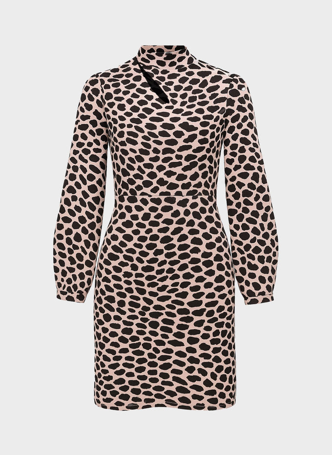 Abito corto Maluka con stampa animalier beige