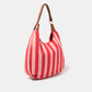 Borsa a spalla rustica a righe con tracolla