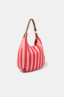 Borsa a spalla rustica a righe con tracolla