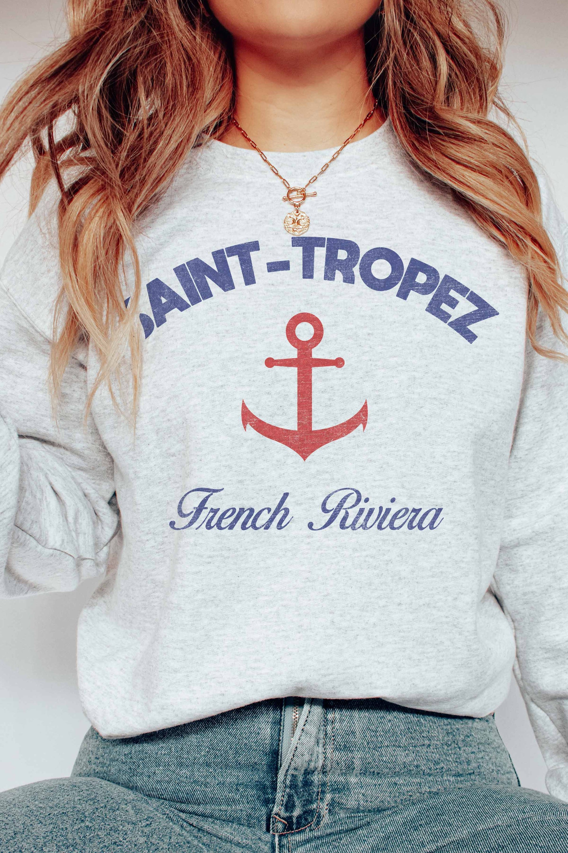Felpa girocollo con stampa Saint Tropez