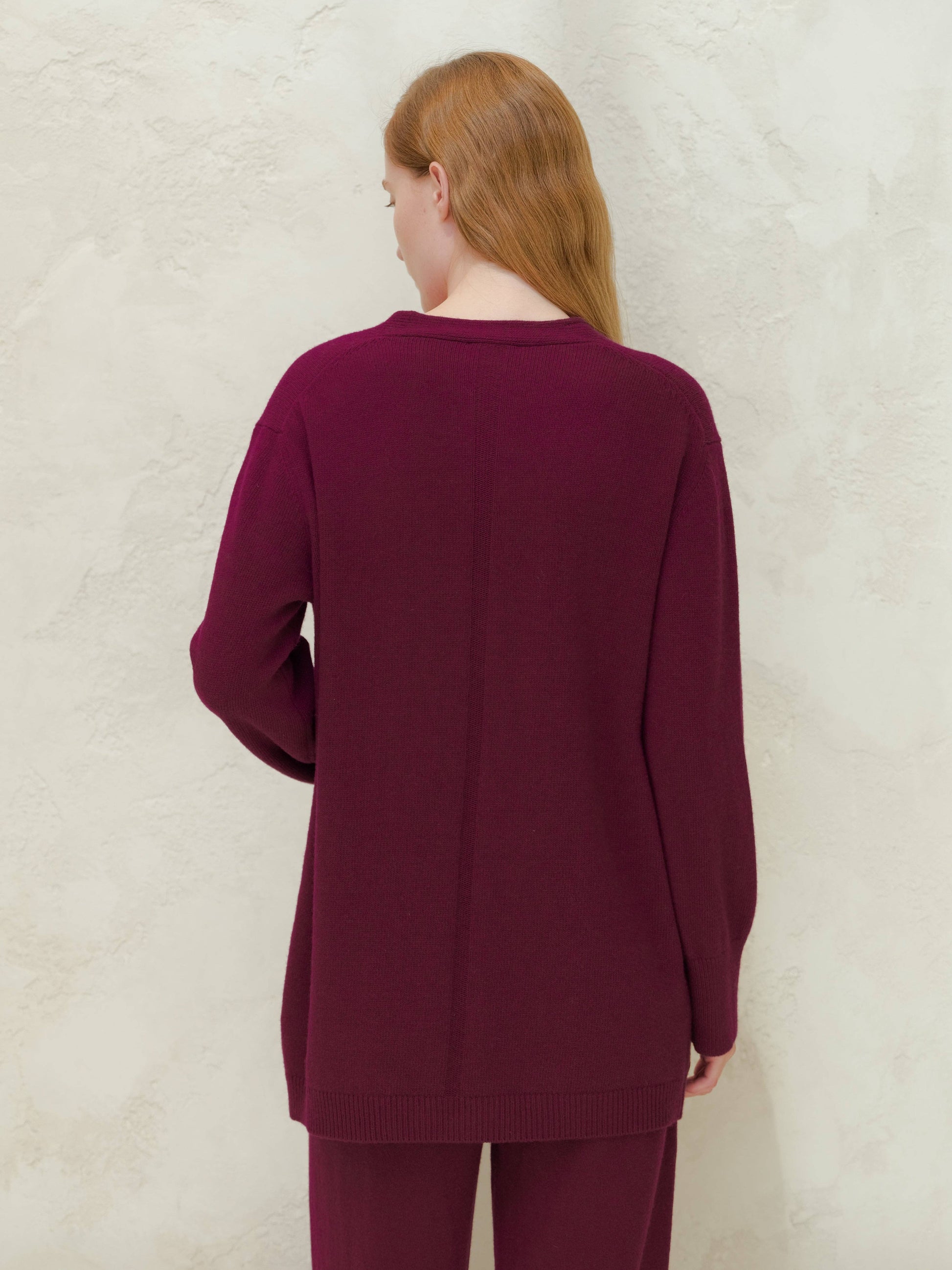 Maxi cardigan con scollo a V in misto cashmere
