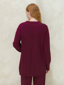 Maxi cardigan con scollo a V in misto cashmere