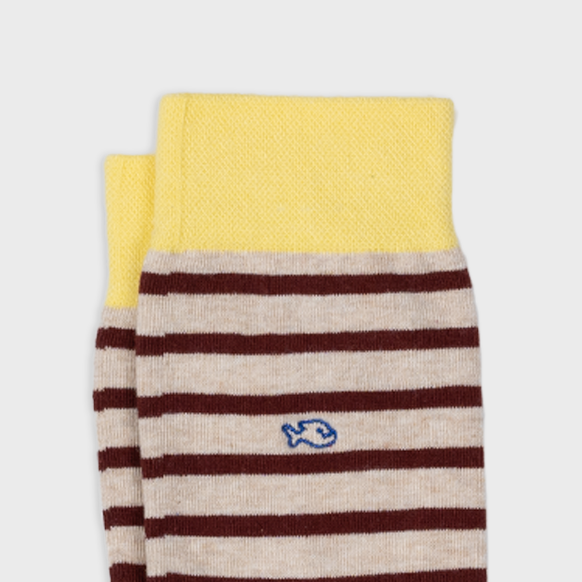 Calzini a righe in cotone pettinato beige e bordeaux