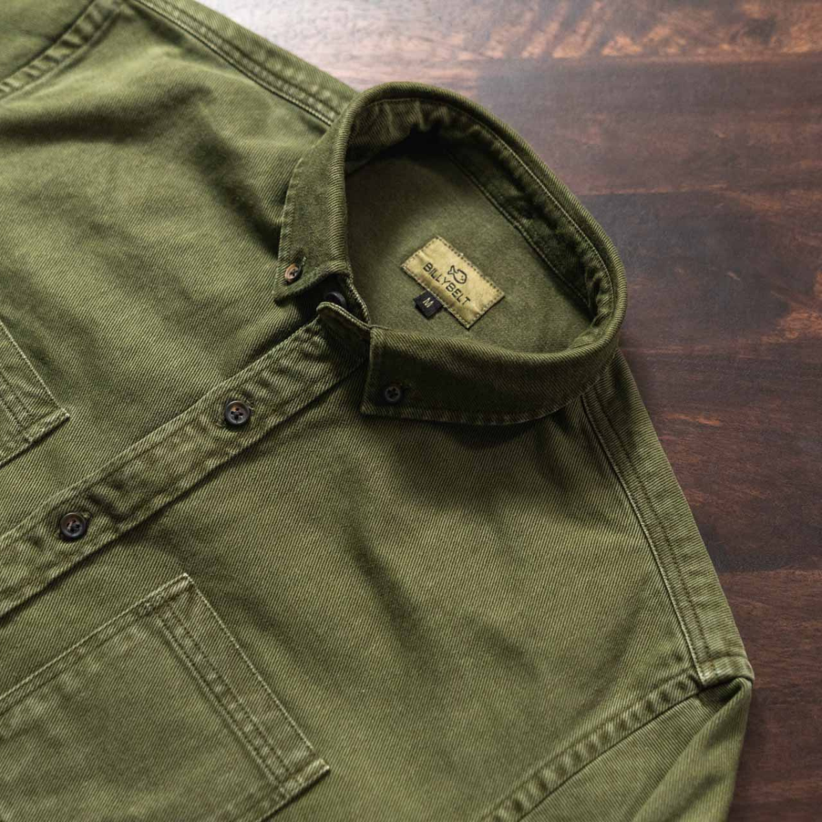 Camicia denim in cotone khaki