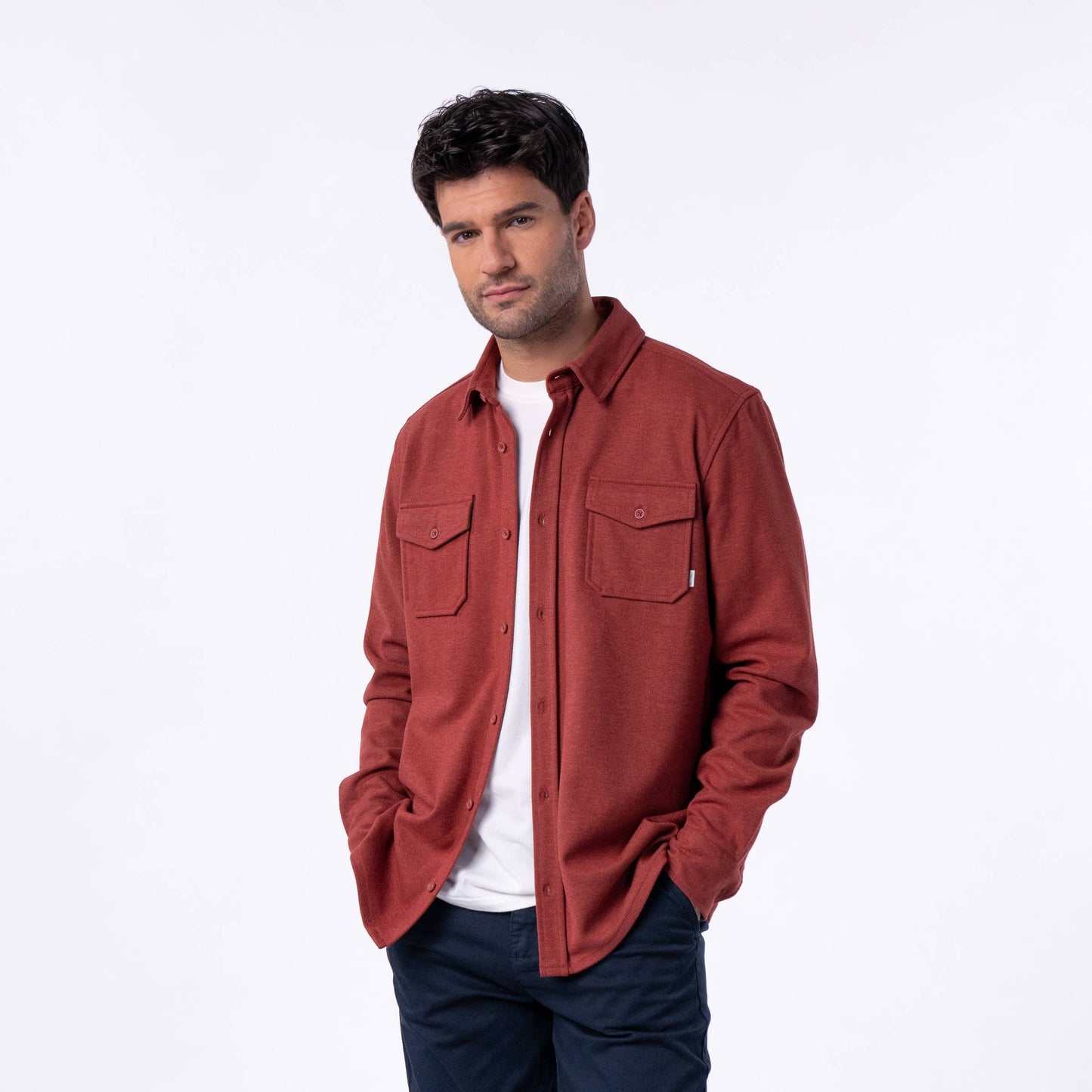 Sopracamicia in maglia antipiega bordeaux
