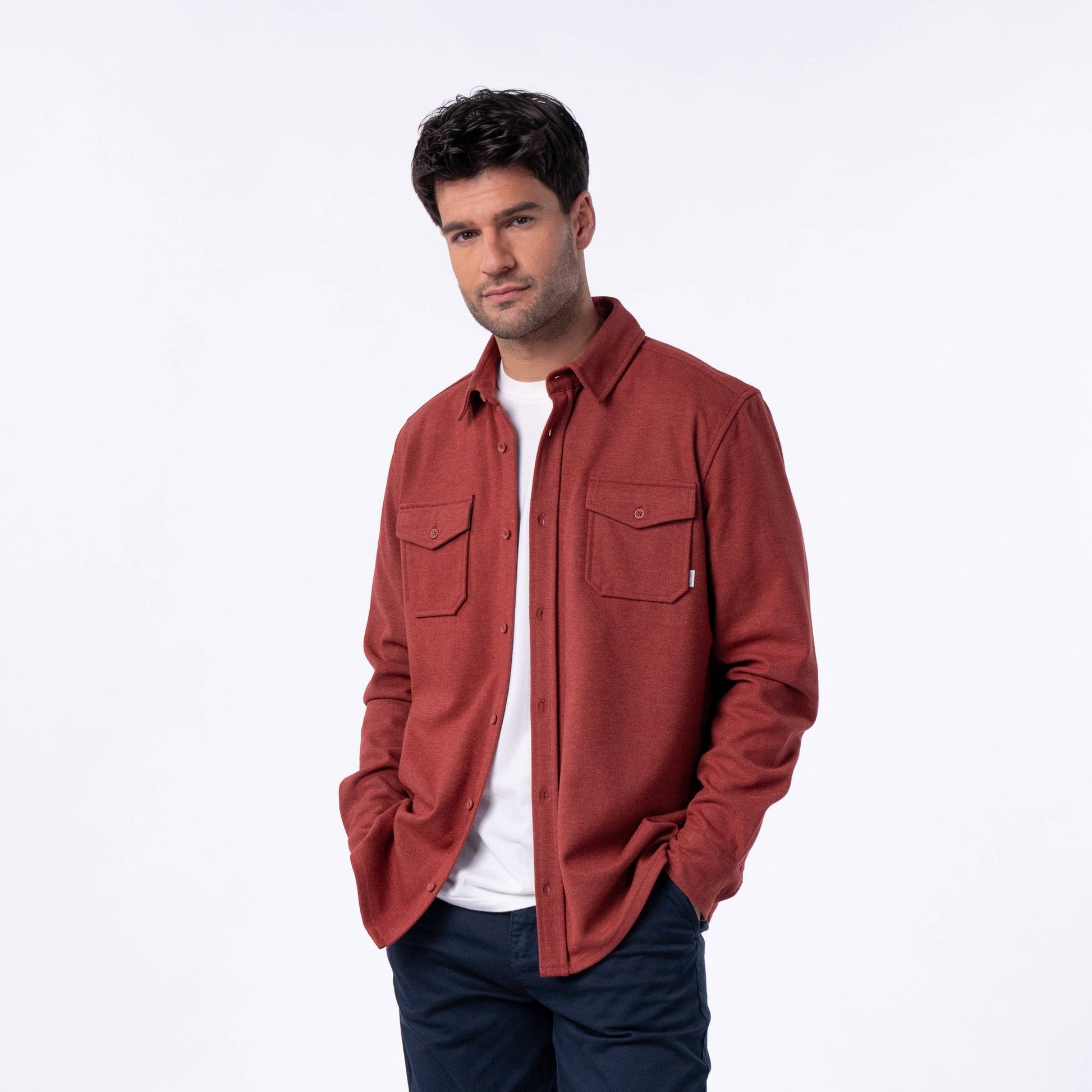Sopracamicia in maglia antipiega bordeaux