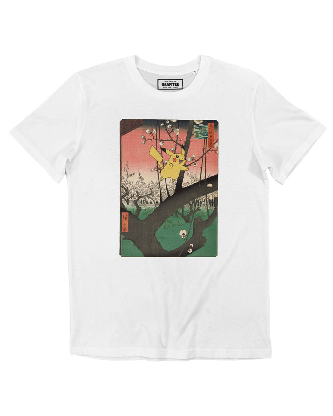 T-shirt kawaii bianca con stampa Pikachu