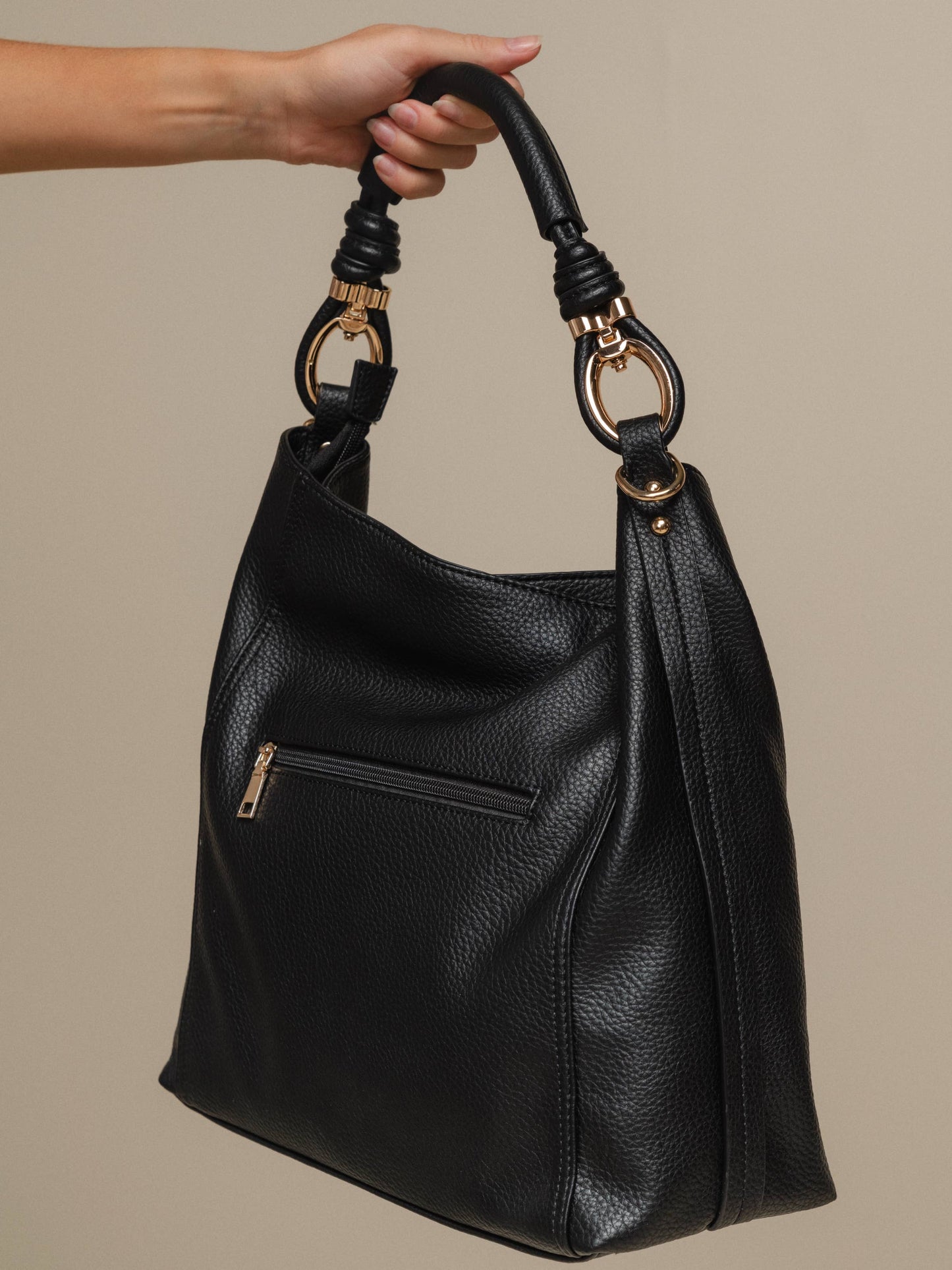 Borsa hobo in ecopelle con manico intrecciato