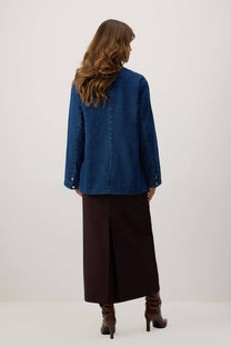 Giacca di jeans in cotone con bottoni dorati