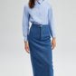 Gonna lunga in denim con strass