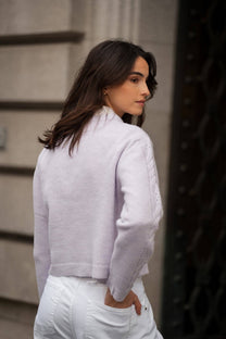 Cardigan corto in maglia con bottoni dorati
