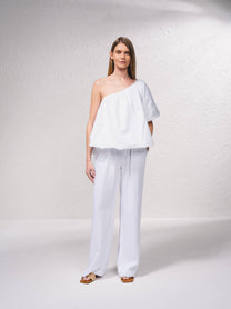 Blusa asimmetrica in popeline di cotone