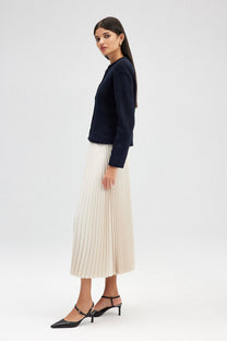 Cardigan corto blu navy con bottoni dorati