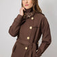 Trench in cotone con cintura e bottoni oro