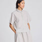 Camicia cropped Elena a righe in cotone biologico con maniche corte