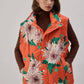 Gilet imbottito con cappuccio floreale arancione